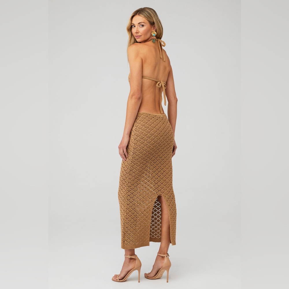 Revolve x Bananahot Diamond Beige Crochet Cutout Dress / Beach Cover Up Small - Picture 4 of 8